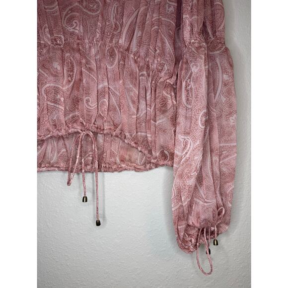 Saints + Secrets Sheer Pink Long Sleeve Top sz M - Picture 5 of 6